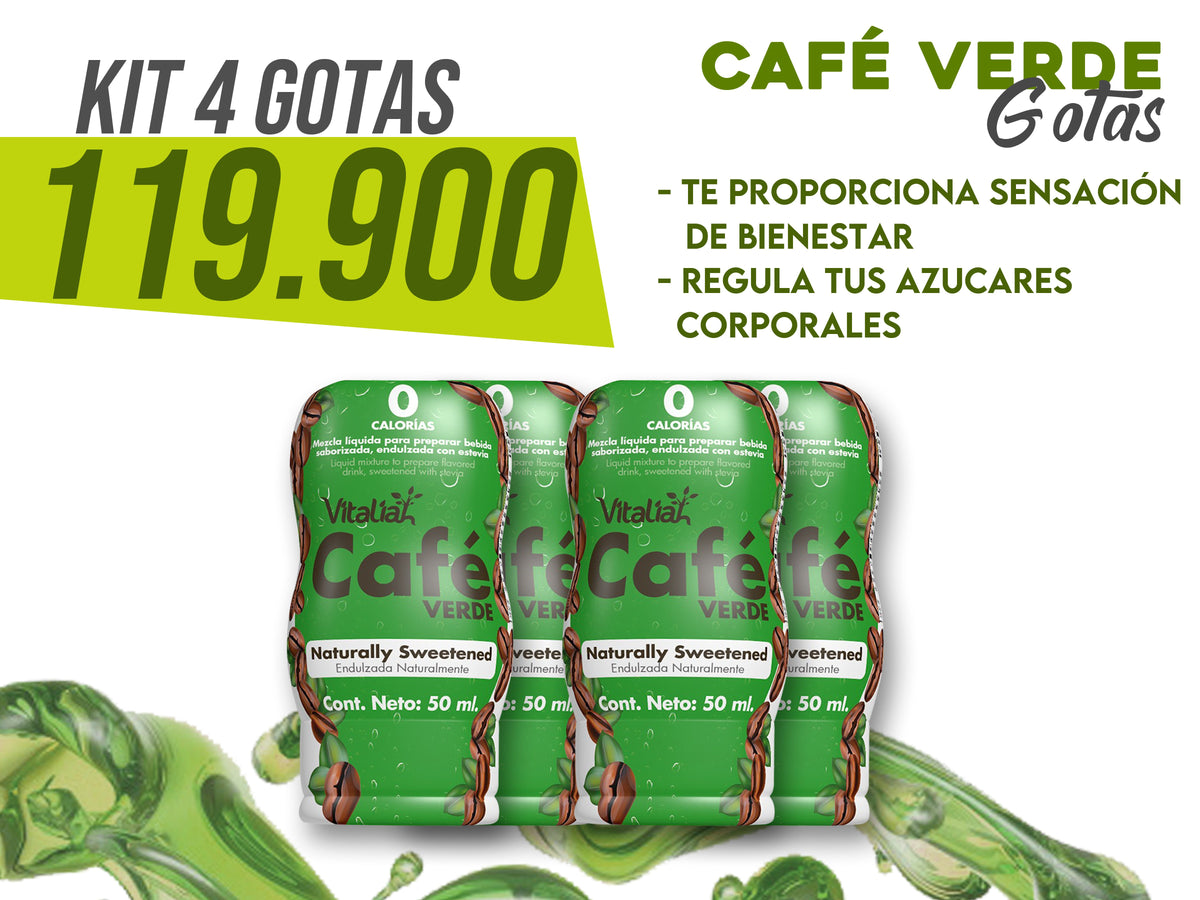 GOTAS DE CAFE VERDE, MEZCLA CON AGUA Y ADELGAZA