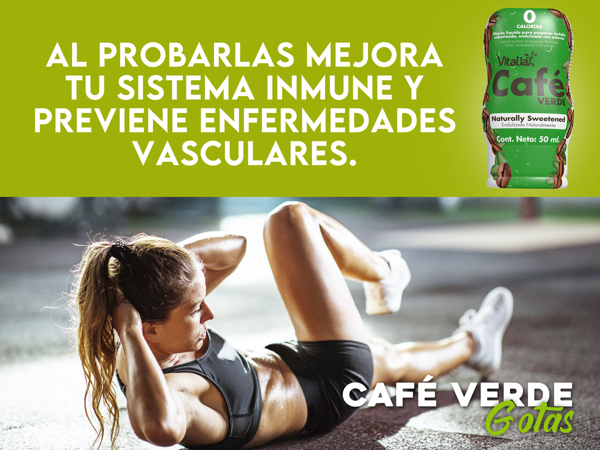 GOTAS DE CAFE VERDE, MEZCLA CON AGUA Y ADELGAZA