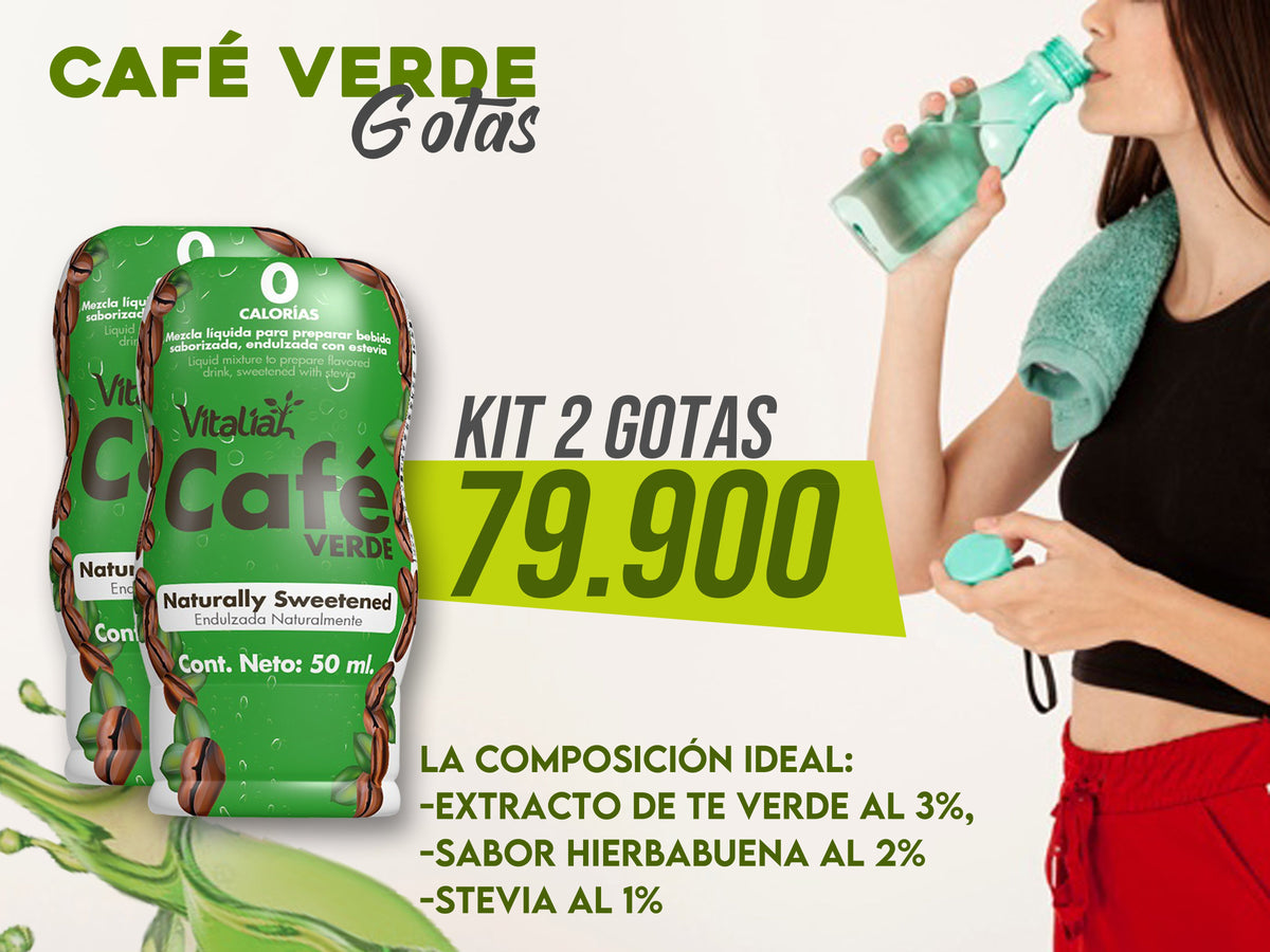 GOTAS DE CAFE VERDE, MEZCLA CON AGUA Y ADELGAZA